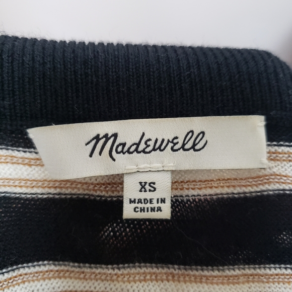 Madewell Merino Wool Mockneck Boxy Pullover Sweater in Stripe, Size XS - Picture 5 of 5